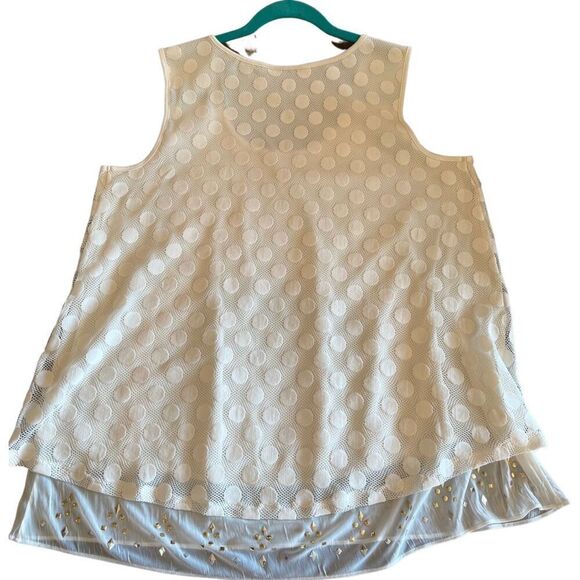 Style & Co Cream Lace Polka Dot Tank Top Layered Chiffon Size L - Picture 5 of 11
